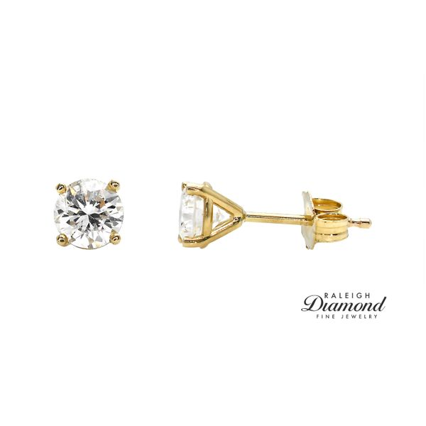 14K Yellow Gold 1.06ctw Diamond Stud Earrings Raleigh Diamond Fine Jewelry Raleigh, NC