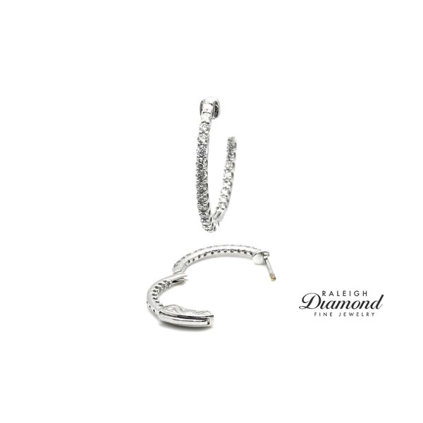 1/2  cttw Diamonds Oval Shaped Inisde-Out Hoops 14k White Gold Image 2 Raleigh Diamond Fine Jewelry Raleigh, NC