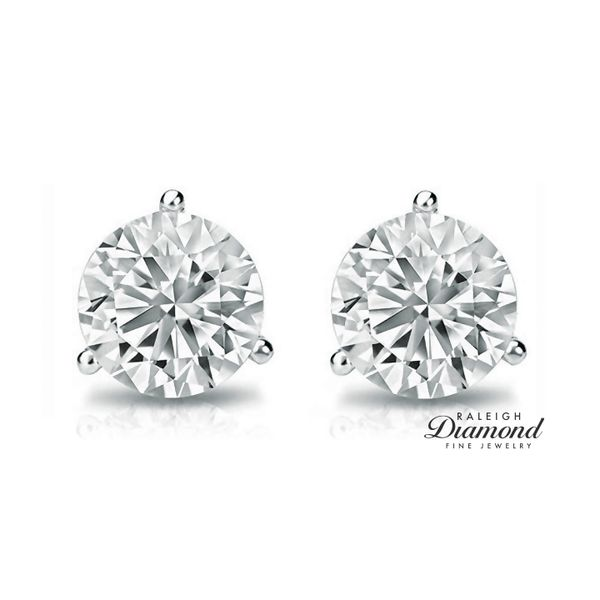 14K White Gold 1.00ctw Martini Set Diamond Stud Earrings Image 2 Raleigh Diamond Fine Jewelry Raleigh, NC