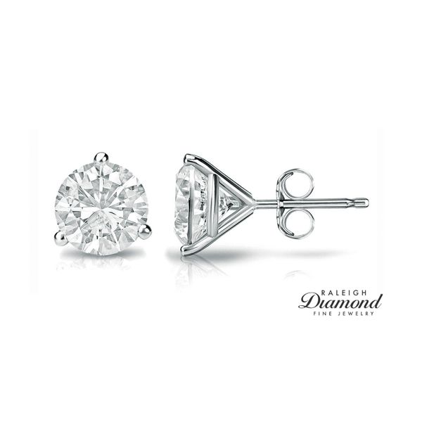 14K White Gold 1.00ctw Martini Set Diamond Stud Earrings Raleigh Diamond Fine Jewelry Raleigh, NC