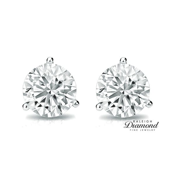 14K White Gold 0.75ctw Martini Set Diamond Stud Earrings Image 2 Raleigh Diamond Fine Jewelry Raleigh, NC