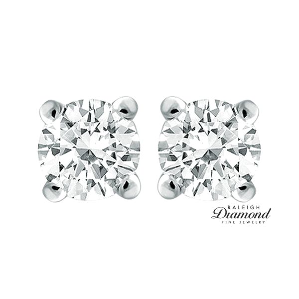 0.90 cttw Diamond Solitaire Stud Earrings 14k White Gold Image 2 Raleigh Diamond Fine Jewelry Raleigh, NC