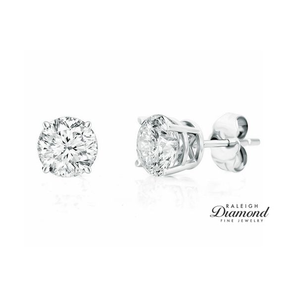 0.90 cttw Diamond Solitaire Stud Earrings 14k White Gold Raleigh Diamond Fine Jewelry Raleigh, NC