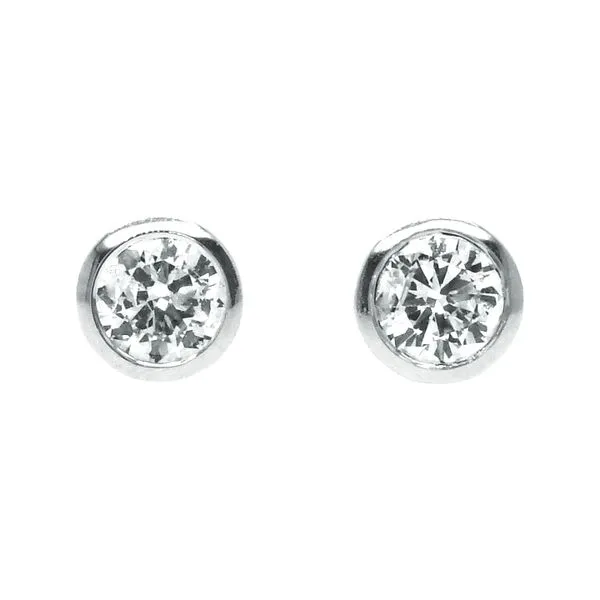 14K White Gold 0.25ctw Bezel Set Diamond Stud Earrings Image 2 Raleigh Diamond Fine Jewelry Raleigh, NC