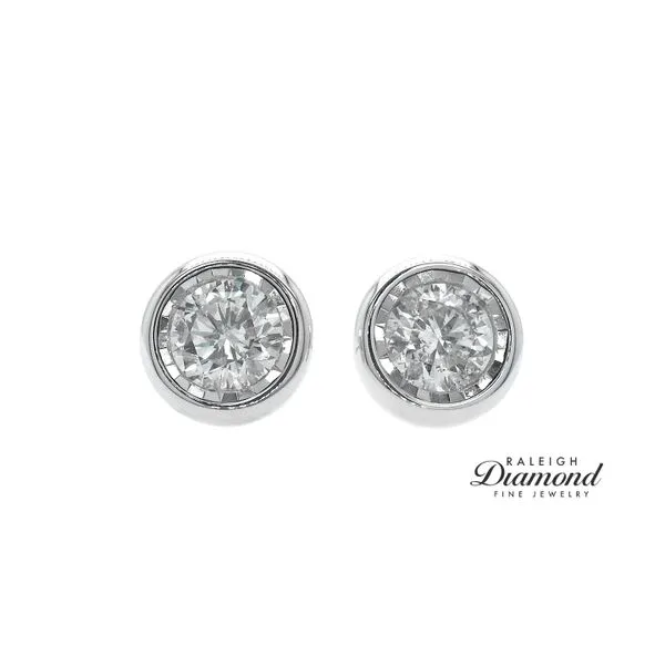 0.75 cttw Diamond Solitaire Illusion Stud Earrings 14k White Gold Image 2 Raleigh Diamond Fine Jewelry Raleigh, NC