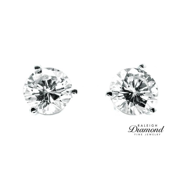 1.04 cttw Diamond Solitaire Stud Earrings 14k White Gold Image 2 Raleigh Diamond Fine Jewelry Raleigh, NC