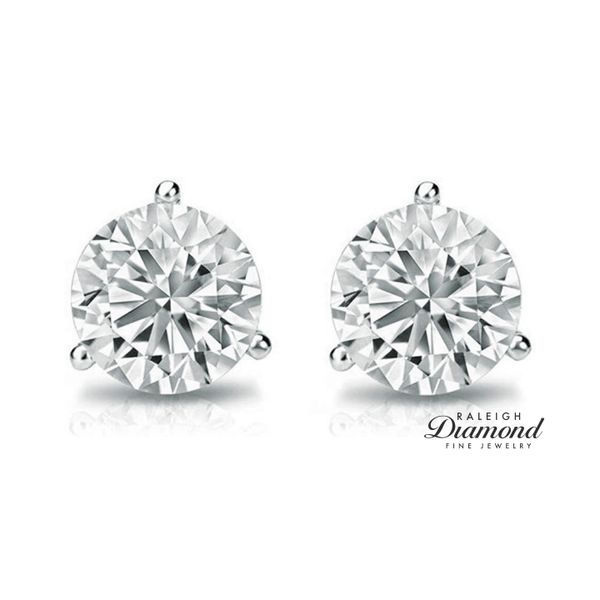14k White Gold 1.00 cttw Diamond Solitaire Stud Earrings Image 2 Raleigh Diamond Fine Jewelry Raleigh, NC