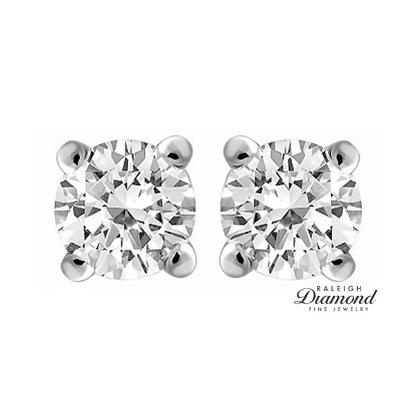 14k White Gold 0.60 cttw Diamond Solitaire Stud Earrings Image 2 Raleigh Diamond Fine Jewelry Raleigh, NC