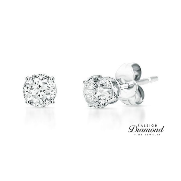 0.40 cttw Diamond Solitaire Stud Earrings 14k White Gold Raleigh Diamond Fine Jewelry Raleigh, NC
