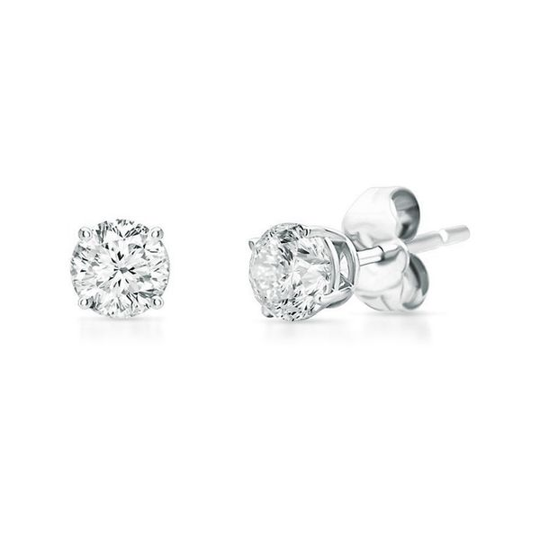 14K White Gold 0.33ctw Diamond Solitaire Stud Earrings Raleigh Diamond Fine Jewelry Raleigh, NC