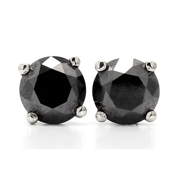 14K White Gold 0.93ctw Black Diamond Solitaire Earrings similar item image