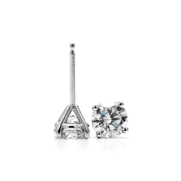 14K White Gold 1.26ctw K-L/SI2 GIA Ex Cut RBC Diamond Stud Earrings Raleigh Diamond Fine Jewelry Raleigh, NC
