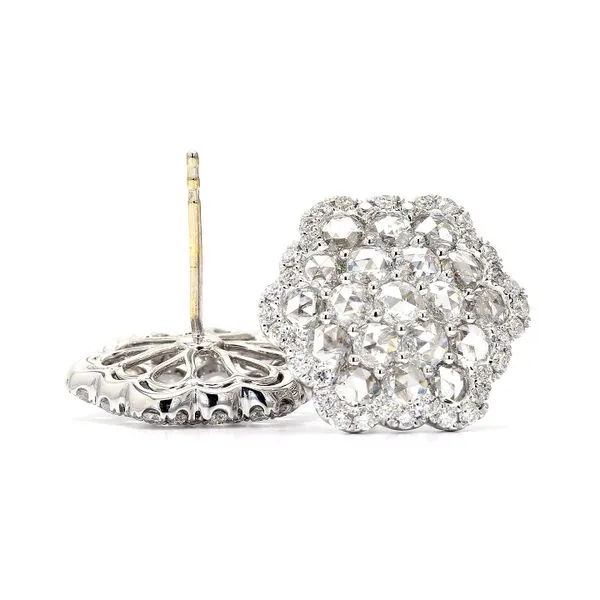 18K WhiteGold 2.59ctw G/SI1 Rose-Cut Diamond Stud Earrings Raleigh Diamond Fine Jewelry Raleigh, NC