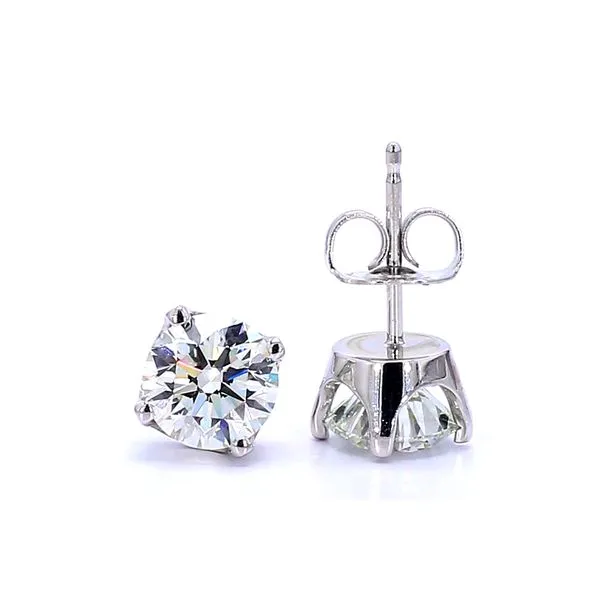 14K White Gold 1.82cttw H/VS 6.15mm RBC 4-Prong Diamond Stud Soliatire Earrings Raleigh Diamond Fine Jewelry Raleigh, NC