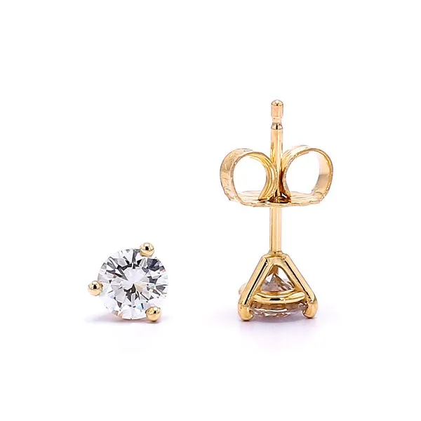 14K Yellow Gold 0.57tw Round G/H I1 Stud Diamond Solitaire Earrings Raleigh Diamond Fine Jewelry Raleigh, NC