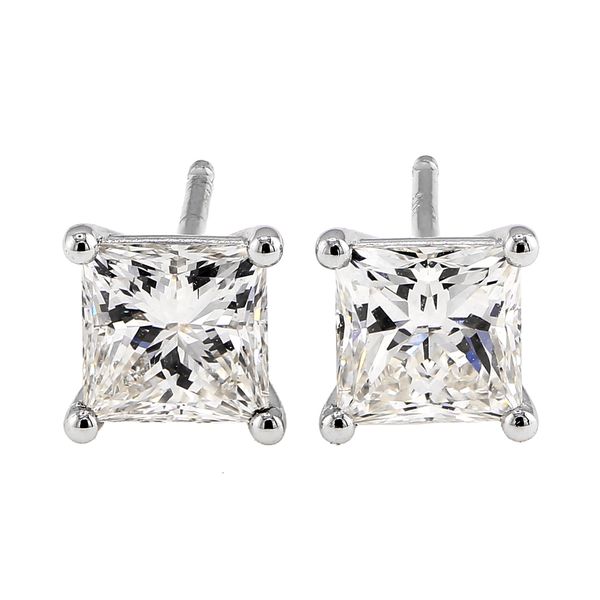 14K White Gold 1.41ctw H/VS1-VS2 Princess Diamond Stud Earrings Raleigh Diamond Fine Jewelry Raleigh, NC