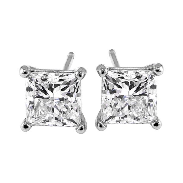 14K White Gold 2.01cttw Diamond 4-Prong Set Princess Stud Earrings Raleigh Diamond Fine Jewelry Raleigh, NC