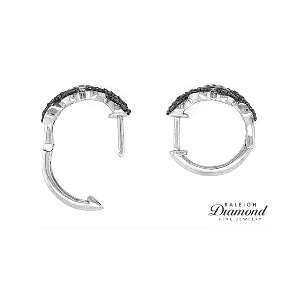 Estate Le Vian 14K White Gold Chocolate & Vanilla Diamond Hoops Earrings Image 4 Raleigh Diamond Fine Jewelry Raleigh, NC