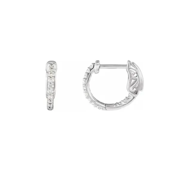 14K White Gold 0.25cttw Diamond Inside-Outside Hoop Earrings Raleigh Diamond Fine Jewelry Raleigh, NC