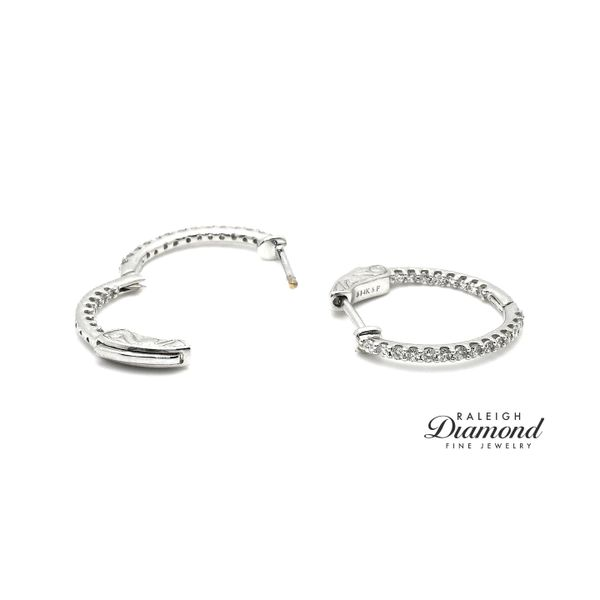 14K White Gold 1/2 cttw Diamond Oval Shaped Inisde-Out Hoops Raleigh Diamond Fine Jewelry Raleigh, NC