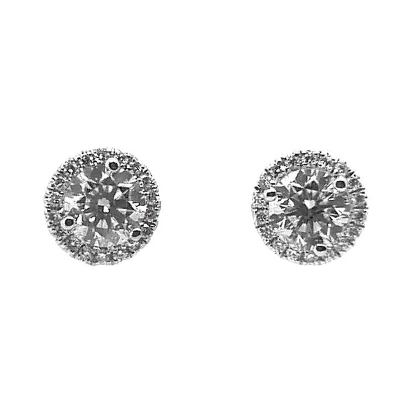 14K White Gold 1.15ctw Diamond Halo Stud Earrings Raleigh Diamond Fine Jewelry Raleigh, NC