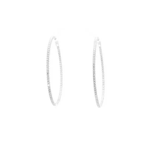 Heera Moti 14K White Gold 3.00ctw Inside-Outside Diamond Hoop Earrings Image 2 Raleigh Diamond Fine Jewelry Raleigh, NC