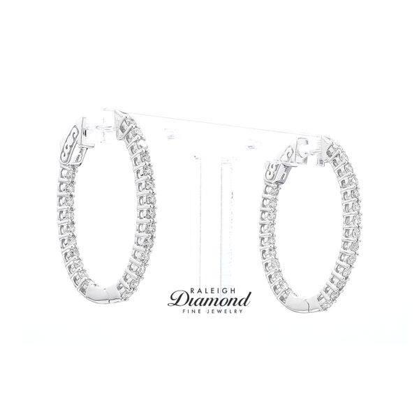 14K White Gold 1.00ctw Diamond Inside-Outside Oval Hoop Earrings Raleigh Diamond Fine Jewelry Raleigh, NC