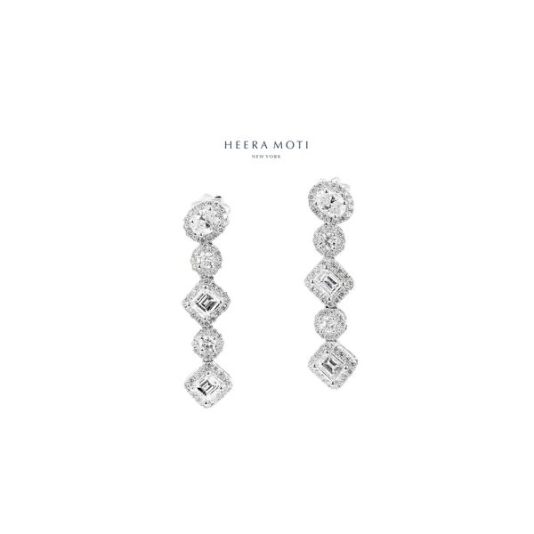 14K White Gold 1.57ctw Round & Baguette Diamond Dangle Earrings Raleigh Diamond Fine Jewelry Raleigh, NC