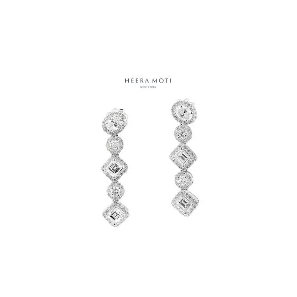 Heera Moti 14K White Gold 1.57ctw Round & Baguette Diamond Dangle Earrings Raleigh Diamond Fine Jewelry Raleigh, NC