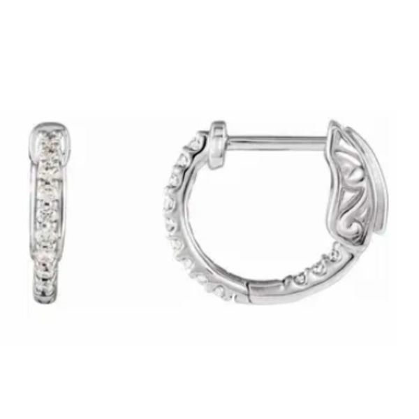 14K White Gold 0.25ctw Diamond Inside-Outside Hoop Earrings Raleigh Diamond Fine Jewelry Raleigh, NC