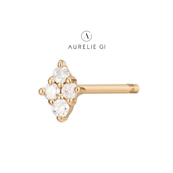 Aurelie Gi 14K Yellow Gold 'Amy' Single 4-Stone Diamond Stud Earring Raleigh Diamond Fine Jewelry Raleigh, NC