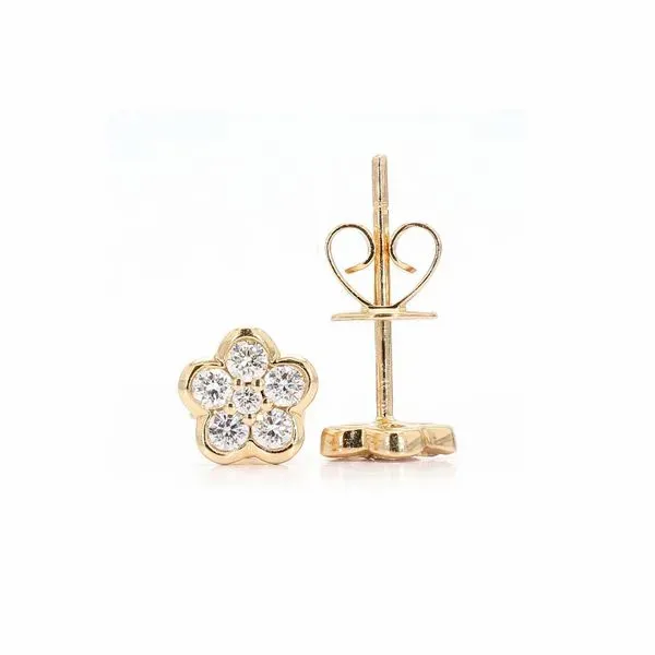 14K Yellow Gold 0.25ctw Diamond Flower Stud Earrings Raleigh Diamond Fine Jewelry Raleigh, NC