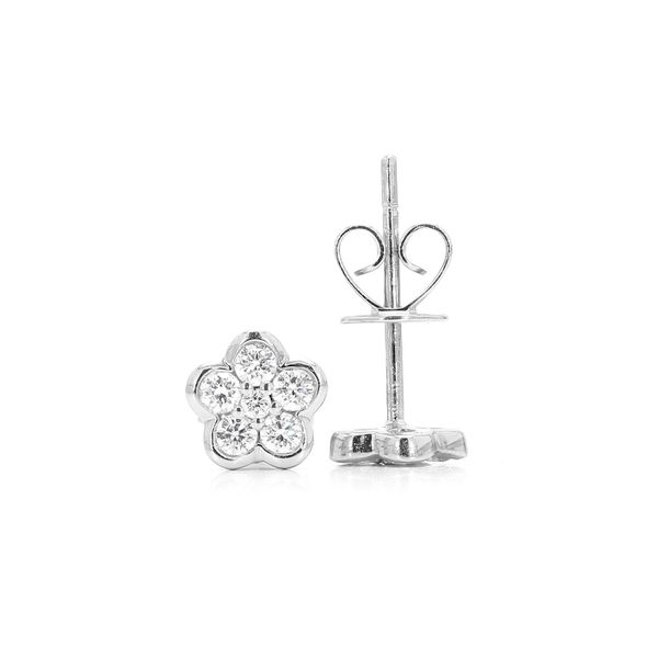 14K Yellow Gold 0.25ctw Diamond Flower Stud Earrings Raleigh Diamond Fine Jewelry Raleigh, NC