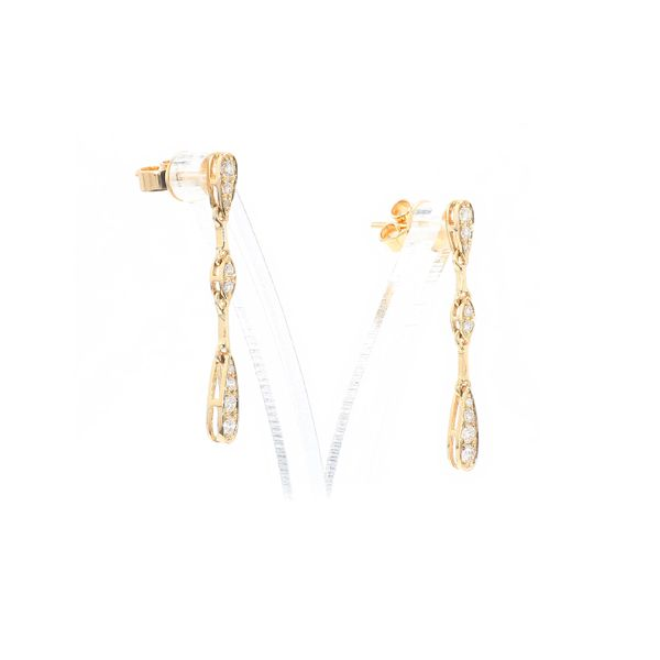 14K Yellow Gold 0.25ctw Diamond Segmented Dangle Earrings Image 2 Raleigh Diamond Fine Jewelry Raleigh, NC