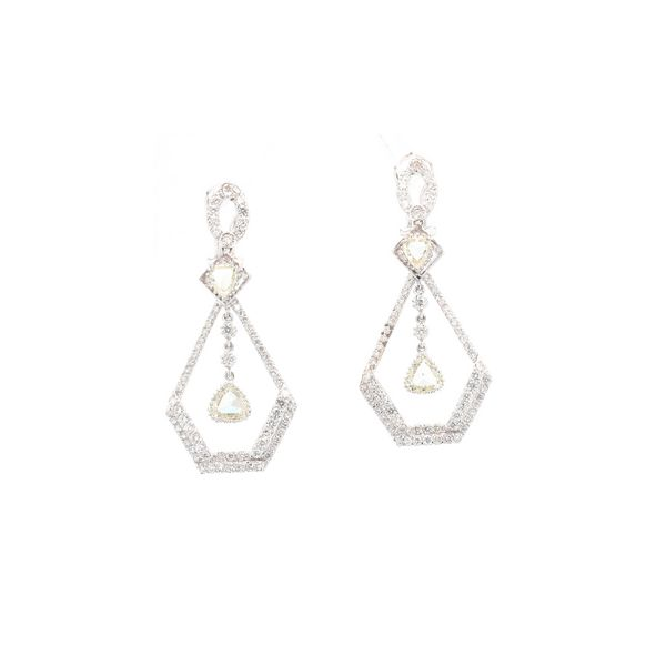 18K White Gold 5.71ctw Vintage Style Diamond Dangle Earrings Raleigh Diamond Fine Jewelry Raleigh, NC