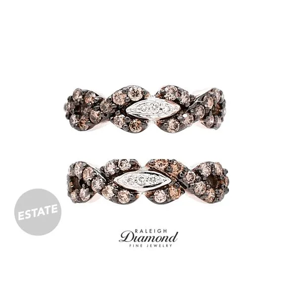Estate Le Vian 14K White Gold 0.50ctw Chocolate & Vanilla Diamond Cross Hoop Earrings Raleigh Diamond Fine Jewelry Raleigh, NC