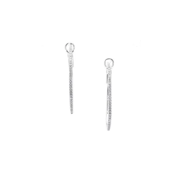 14K White Gold 1/4cttw Diamond Hoop Earrings Image 2 Raleigh Diamond Fine Jewelry Raleigh, NC