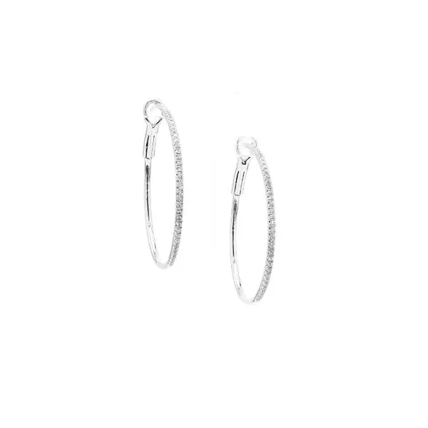 14K White Gold 1/4cttw Diamond Hoop Earrings Raleigh Diamond Fine Jewelry Raleigh, NC