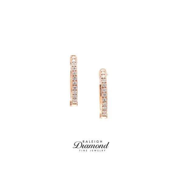 14K Rose Gold 1/7 cttw DIamond Hoop Huggie Earrings Raleigh Diamond Fine Jewelry Raleigh, NC
