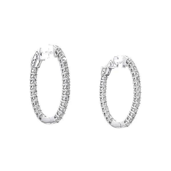 14K White Gold 1.50ctw Diamond Inside-Outside Oval Hoop Earrings Raleigh Diamond Fine Jewelry Raleigh, NC