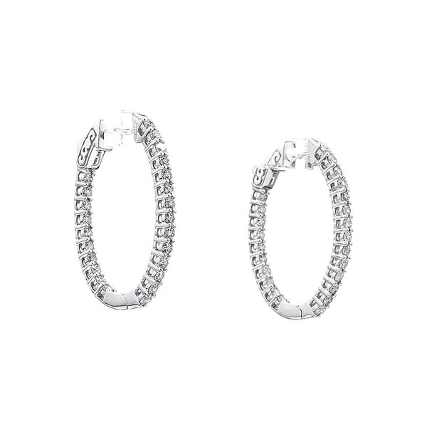 14K White Gold 1.50ctw Diamond Inside-Outside Oval Hoop Earrings Raleigh Diamond Fine Jewelry Raleigh, NC