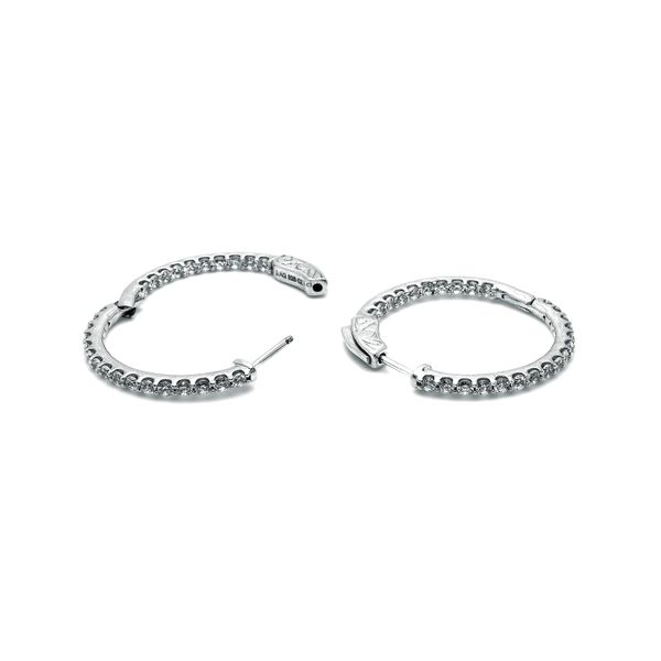 14K White Gold 2.00cttw Diamond Oval Shaped Inisde-Out Hoops Earrings Image 2 Raleigh Diamond Fine Jewelry Raleigh, NC