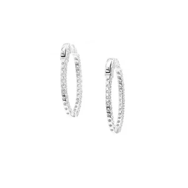 14K White Gold 1.50ctw Diamond Inside-Outside Oval Hoop Earrings Image 2 Raleigh Diamond Fine Jewelry Raleigh, NC