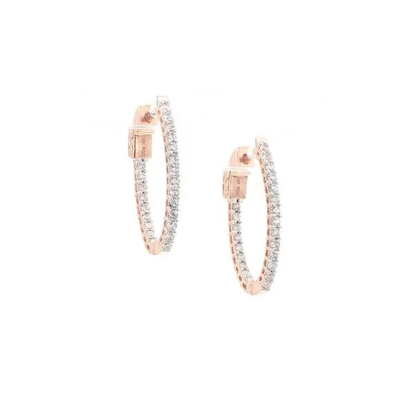 14K Rose Gold 0.50ctw Diamond Oval Hoop Earrings Raleigh Diamond Fine Jewelry Raleigh, NC