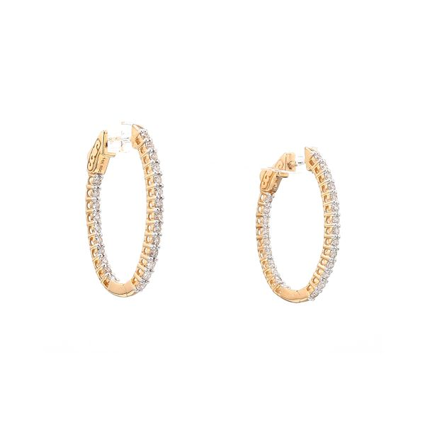 14K Yellow Gold 1.00ctw Diamond Inside-Outside Hoop Earrings Raleigh Diamond Fine Jewelry Raleigh, NC