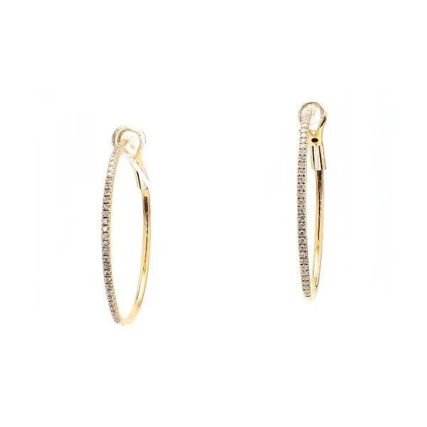 14K Yellow Gold 0.25ctw Large Diamond Hoop Earrings