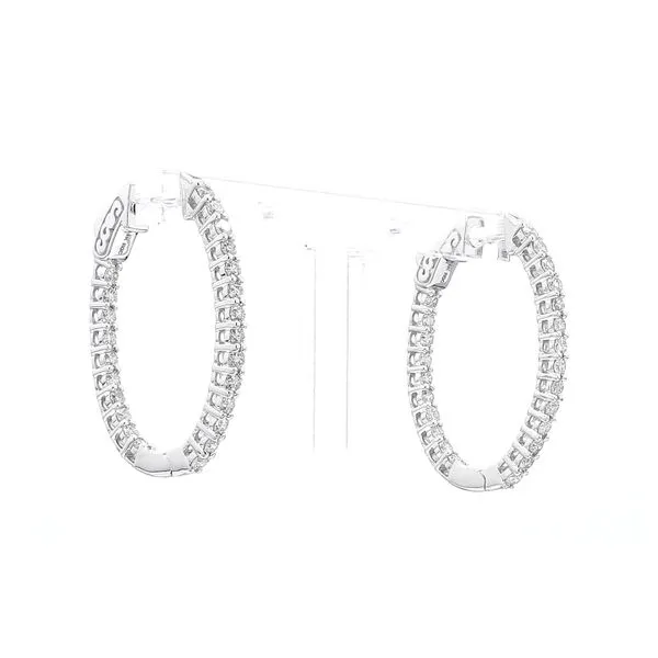 14K White Gold 1.00ctw Diamond Inside-Outside Oval Hoop Earrings Raleigh Diamond Fine Jewelry Raleigh, NC