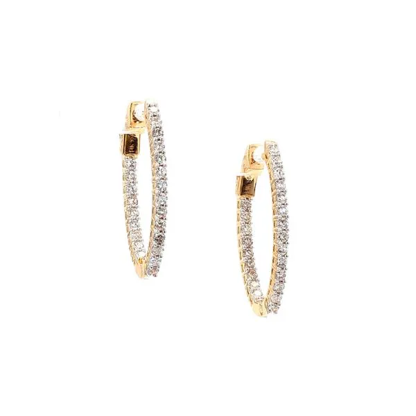 14K Yellow Gold 1.50ctw Diamond Oval Hoops Earrings Raleigh Diamond Fine Jewelry Raleigh, NC