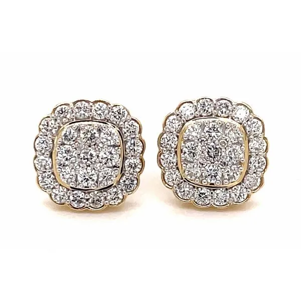 14K Yellow Gold 1.00ctw Diamond Cluster Stud Earrings