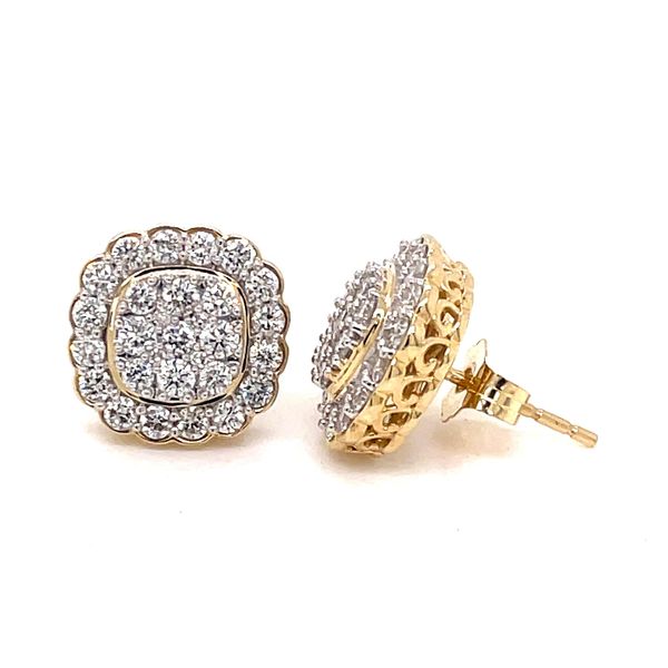 14K Yellow Gold 1.00ctw Diamond Cluster Stud Earrings Raleigh Diamond Fine Jewelry Raleigh, NC
